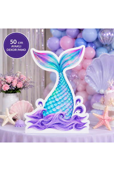 Parti Konsepti Deniz Kızı Kuyruğu Ayaklı Dekor Pano 50 cm