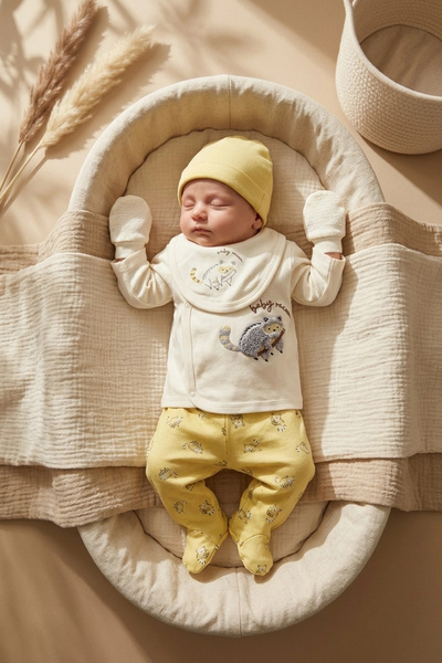 Babydonat Milo Raccoon 5-Piece Newborn Hospital Discharge Set - 100% Organic ...
