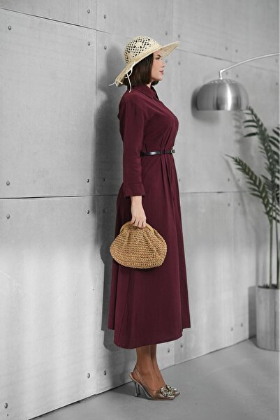 Generic Brand Leather Belted Modal Dress