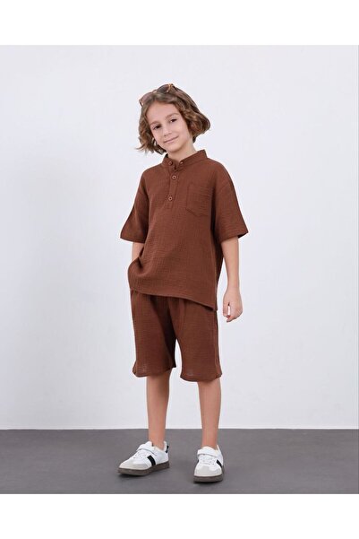 VOSVOSBABY طقم شورت موسلين للأطفال من براون هاكيم