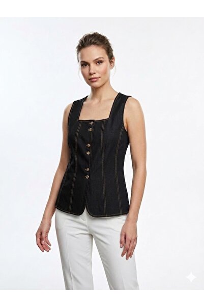 Ekol Sleeveless Denim Blouse 1240