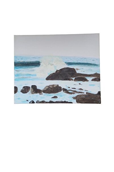 LiidDesign Pictură pe pânză – Marea cu pietricele pe țărm (tempera)