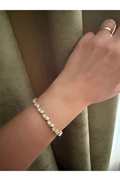 XUPING JEWELRY TuelaTaki /Xuping Jewelry Zirkon Taş Detaylı Bileklik 14K Reng...