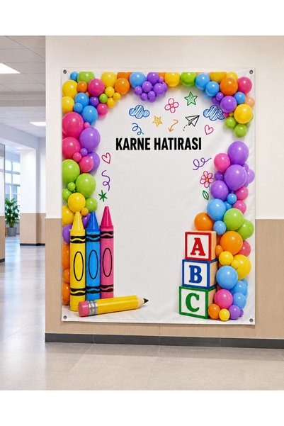 okul posterleri Karne Hatırası Fotoğraf Çekim Fon Perdesi (160x210 cm)