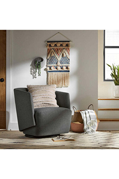 homejoyz Suede Wood and Linen Chair - Gray - Opal - 63X63X68 cm