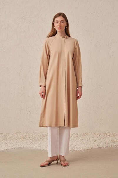 ALLDAY Beige Collared Tunic with Button Detail