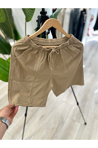 tetramoda Pantaloni scurți pentru bărbați din țesătură de in, croială normală