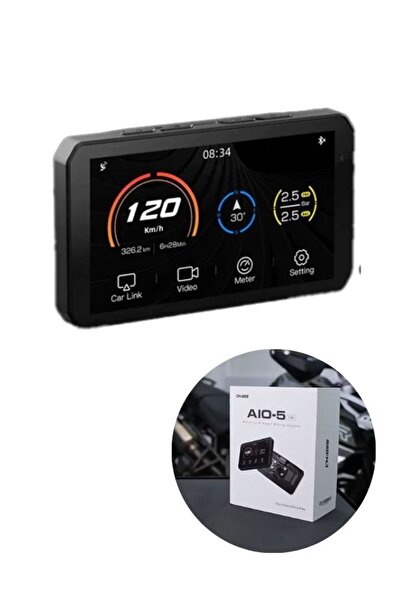 GÜMRÜK BEY Chigee Aio-5lite 5" Android Auto & CarPlay Navigasyon – Motosiklet Uyumlu, 1080p Ekran