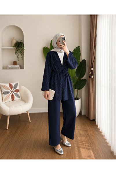 Lior Design طقم حجاب مرصع بالأحجار مع ربطة
