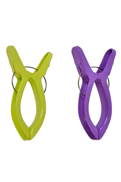 OEM Beach Towel and Sunbed Clips, Lime Green, Green, Purple, 2 Pieces, 16cm, ...