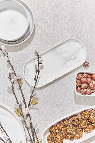 Paşabahçe Porcelain Serving Plate Oval Gray Single 10X22 cm Single