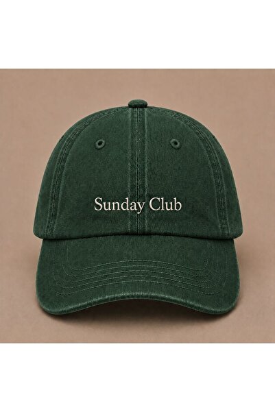 WeavedCo Sunday Club Embroidered Vintage Washed Cap Hat