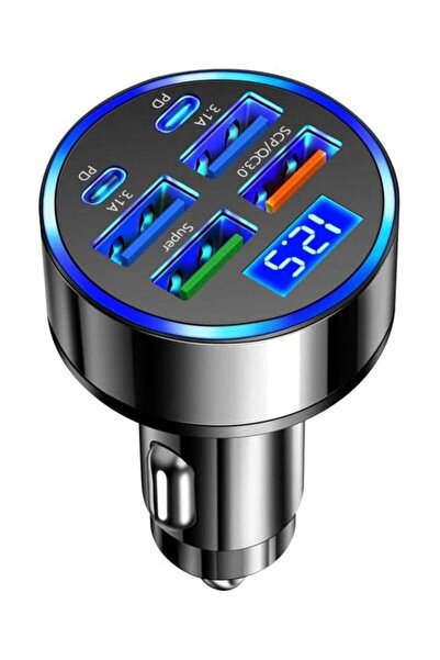Gennext شاحن سيارة AQUILUX بمنفذين PD و4 منافذ USB، شحن فائق السرعة 66 واط، ش...