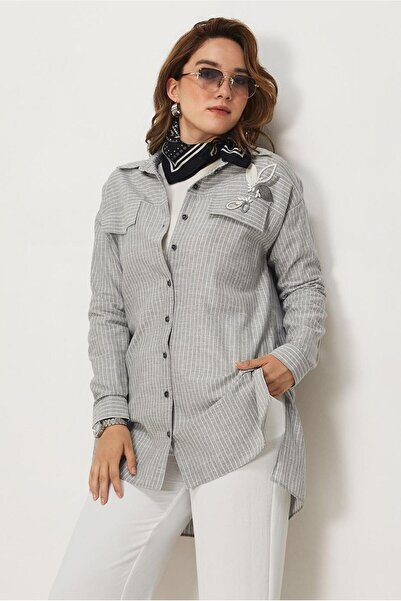 Alvina Cotton Shirt Collar Tunic 46586
