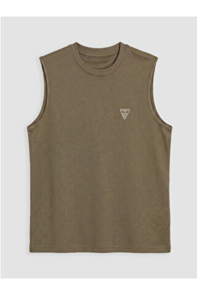 LC Waikiki New Season Khaki Crew Neck Men's Sleeveless T-Shirt