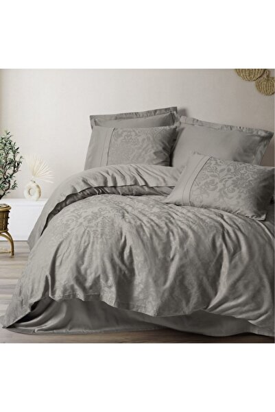 Cotton Box Luxury satin jacquard Duvet Cover Set , Cotton Box, Demure Mink
