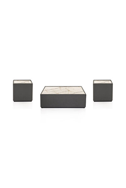 Midas Furniture STONE COFFEE TABLE SET 3PCS 120X120X40 CM MULTI
