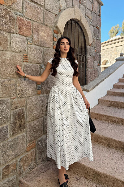 Sindimoda Yıldız Puantiye Detay Midi Elbise 221830