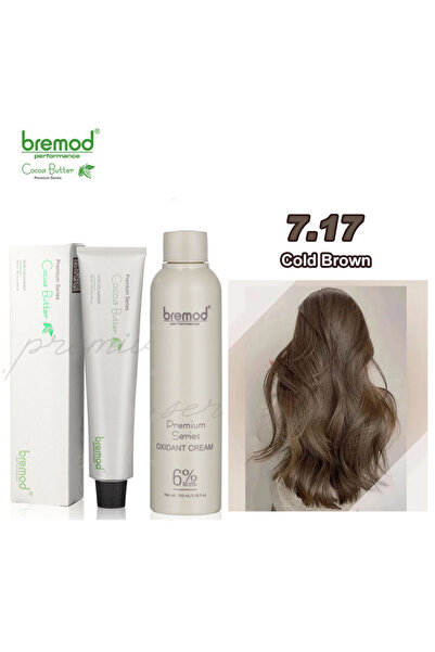 BREMOD Performance Premium Series Cocao Butter 7.17 Cold Brown Hair Color 100...