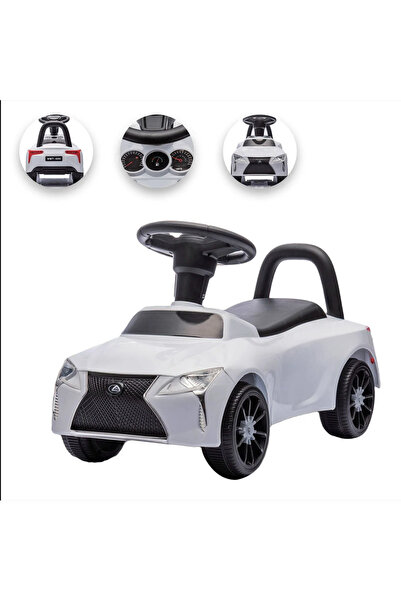 Rideon Prima Mea Masinuta Sport – Premergator masina Alb cu Faruri LED Funcți...