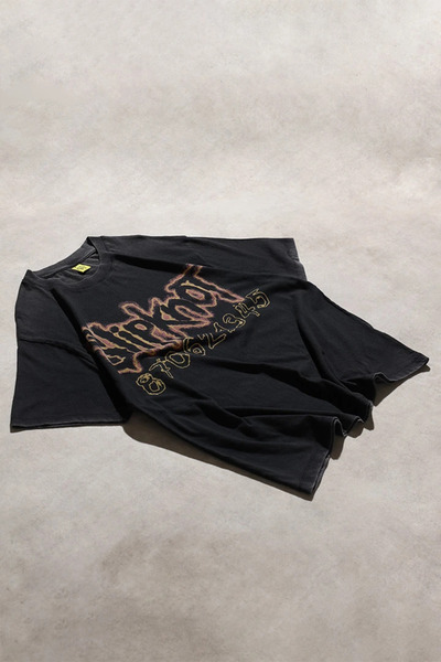 Overdrive Slipknot Don'T Ever Judge Me Black Acid Washed Oversize Short Sleeve T-Shirt
