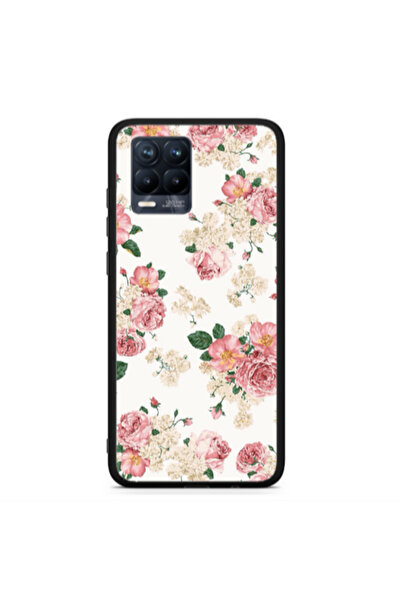 Other Realme 8 Pink Flowers 2 Black Glossy Θήκη