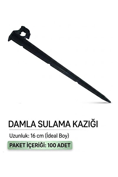 Edoplast Sabitleme Kazığı 100 Adet 16 CM Klipsli Damla Sulama Parçası Aparatı...