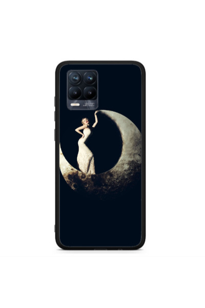 Other Realme 8 Woman in moon Black Glossy Θήκη
