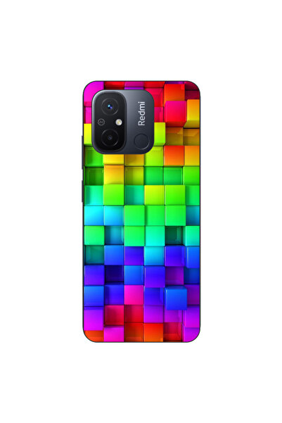 OEM Husa compatibila cu Xiaomi Redmi 12C Silicon Gel Tpu Model Colorful Cubes