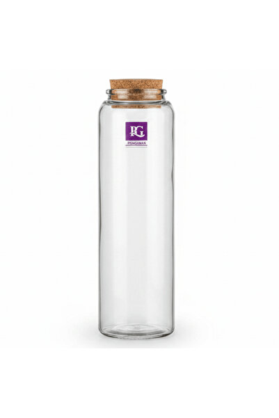 AKDC Pishgaman Glass Bottle with Natural Cork Lid | 22 cm | Airtight Storage Jar