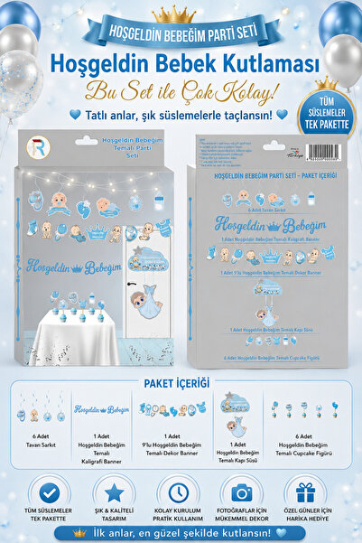 Hurma Kervanı Baby Shower Parti Süs Seti Bebek Hoş Geldin Organizasyon Dekora...