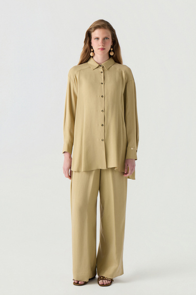 Zühre Buttoned Casual Textured Double Beige Suit 1798