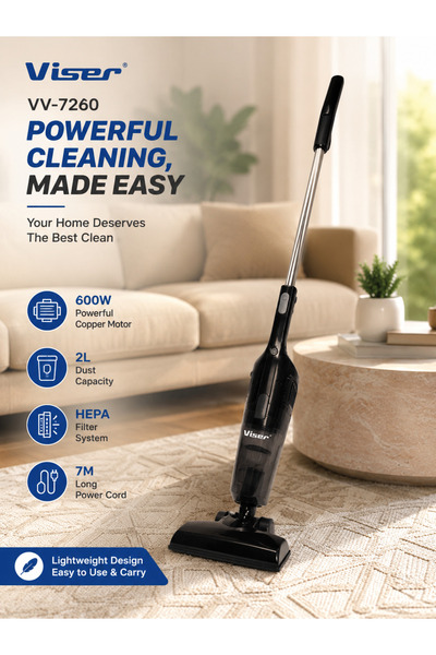 Viser Vacuum Cleaner 600W Powerful Deep Cleaning Stick Vacuum Cleaner, 2L Dus...