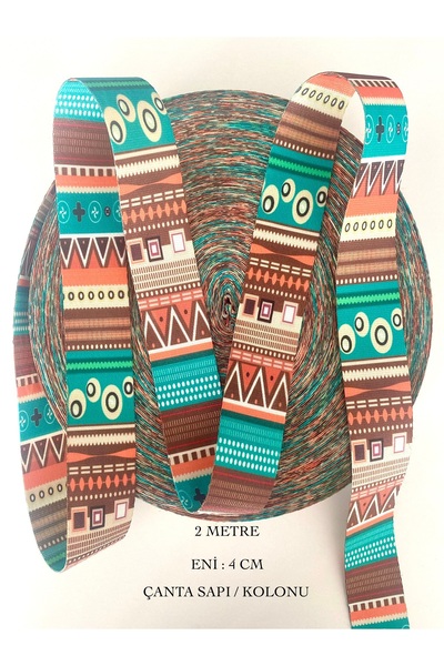 seyranat 2 Metre, Eni 4 Cm, Renkli Canlı Baskılı Desenli Çanta Kolonu, Sapı, ...