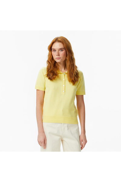 Nautica Kadın Sarı Regular Fit Triko Polo Yaka T-Shirt