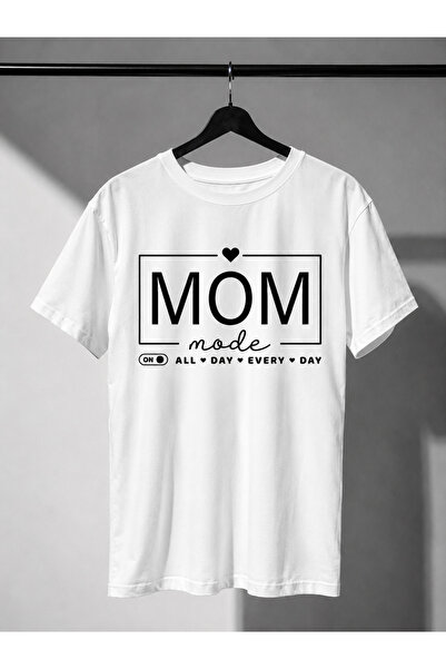 Pufiko Kids تي شيرت أبيض مطبوع عليه Yetişkin Mom Mode