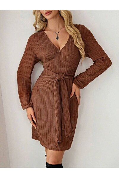 Iuliashop Rochie scurtă maro Dalima - S