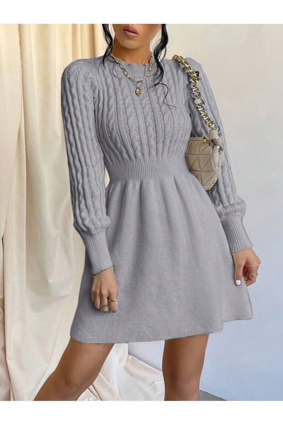 Iuliashop Rochie scurtă tricotată gri Armida - M