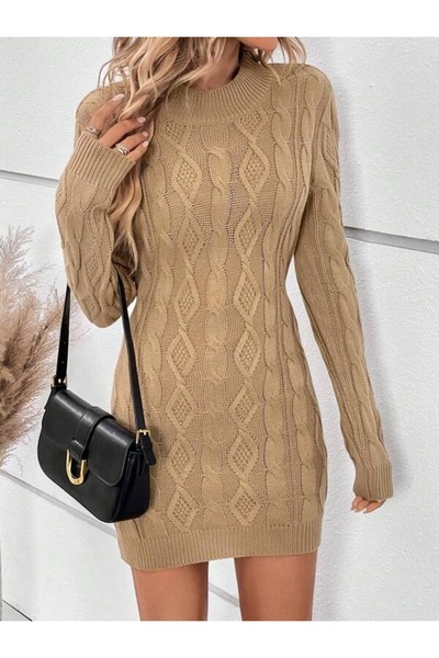 Iuliashop Rochie scurtă tricotată Aniki, vișinie - S