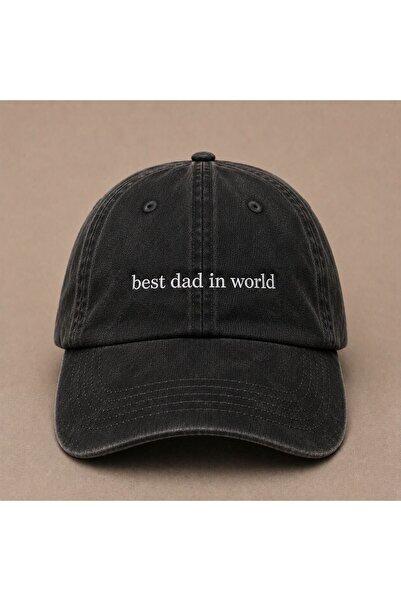 WeavedCo Best Dad in the World Embroidered Vintage Washed Hat Father's Day Sp...