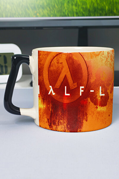 ZipZap كوب سيراميك فاخر مطبوع عليه Half Life (قطعة واحدة) بمقبض أسود خاص V5D