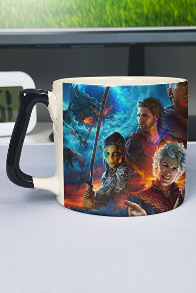 ZipZap Baldur's Gate 3 Printed Ceramic Luxury Mug (1 Piece) Custom Black Hand...