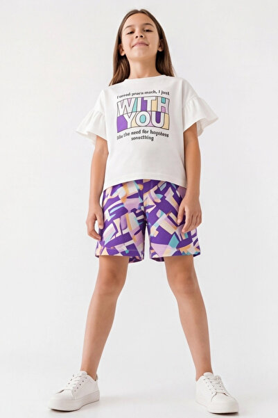 BABY SPORT Girl's Printed T-Shirt and Patterned Shorts Set Relaxed Fit Casual...