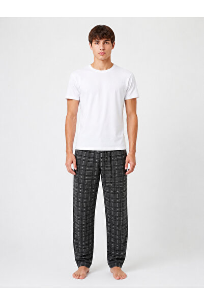 Sude HOMEWEAR بيجامة رجالية منقوشة باللون الأنثراسايت