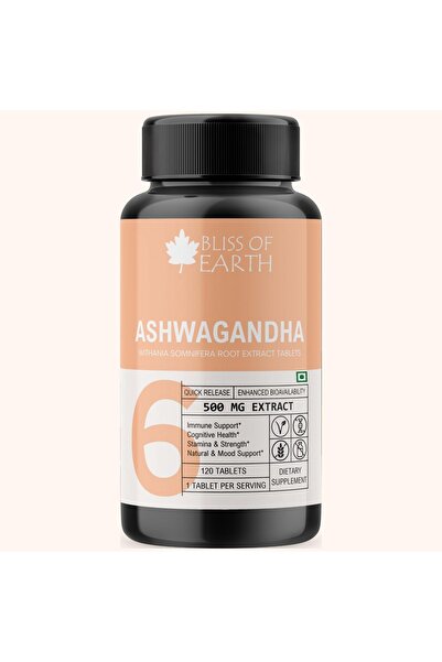 Bliss of Earth Ashwagandha Root Tablets, 120 Tabs (500mg) | Pure Herbal Suppl...