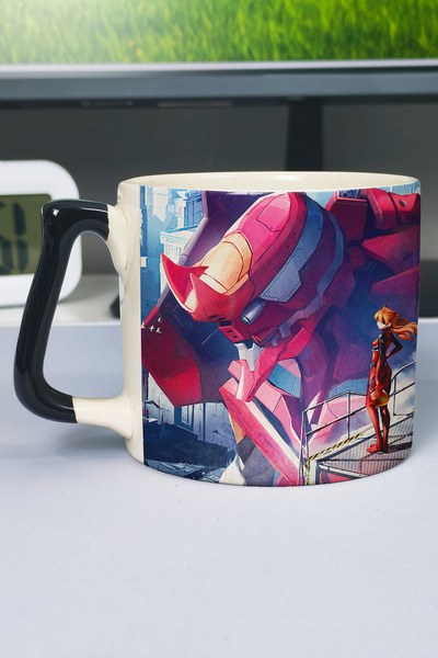 ZipZap Neon Genesis Evangelion Anime Printed Ceramic Luxury Mug (1 Piece) Cus...