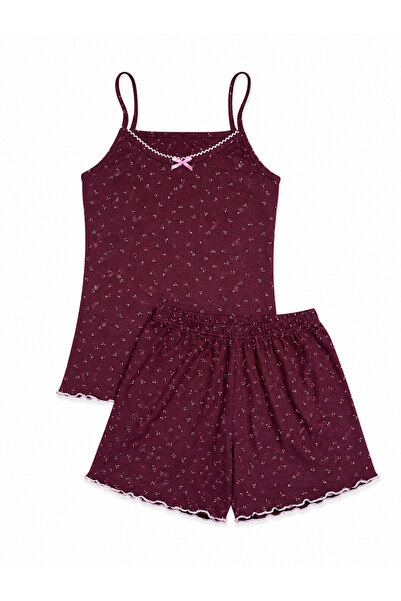 Retrobird Women's Wrinkled Fabric Burgundy Shorts Pajama Set – Summer Home We...