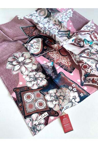 Pierre Cardin Pudra Pembe Karma Desenli Tivil İpek Eşarp 8209438 - 991