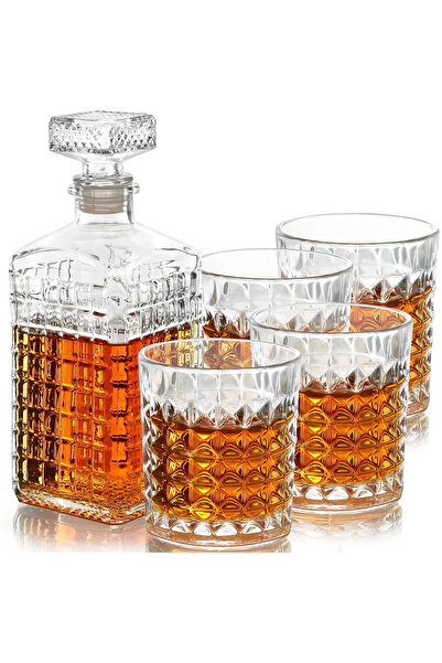 Belle Vous Whisky decanter and glasses set 5 pieces, 500 ml decanter, 4 glass...