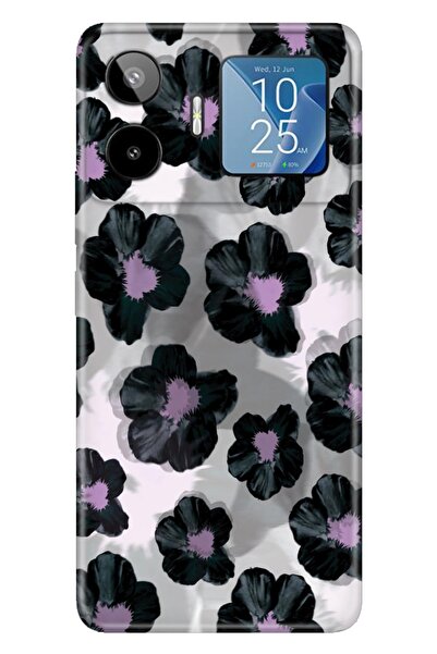 General Mobile GM 26 Pro (G903) Kılıf Siyah Çiçek Temalı Desenli Darbe Emici ...